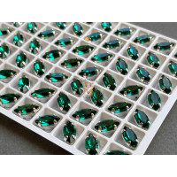 Стразы Наветт Emerald 10×5 мм/ оправа серебро