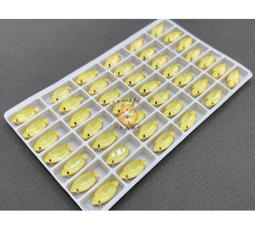 Стразы Наветт Yellow Opal AURORA 15×7 мм/ оправа золото