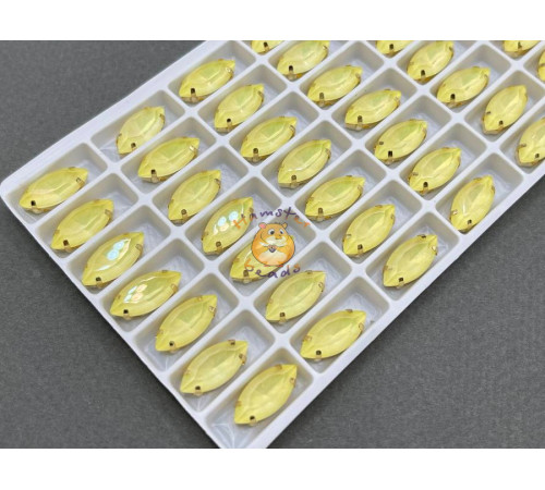 Стразы Наветт Yellow Opal AURORA 15×7 мм/ оправа золото