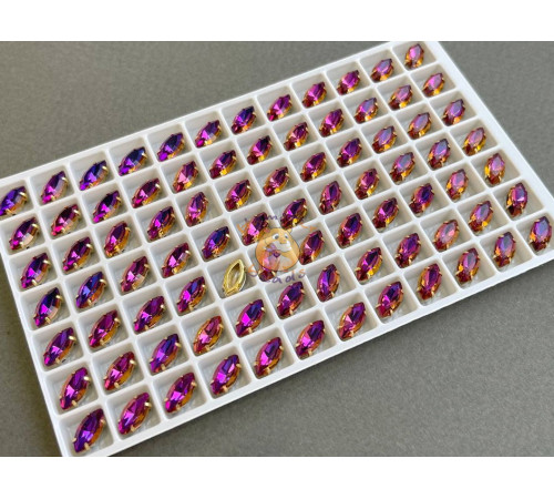 Стразы Наветт Crystal Violet Blue 10×5 мм/ оправа золото