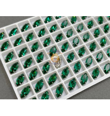 Стразы Наветт Emerald 10×5 мм/ оправа никель