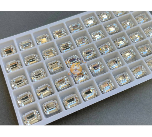 Стразы Прямоугольник Crystаl пришивные в оправе 8×10 мм/ оправа серебро