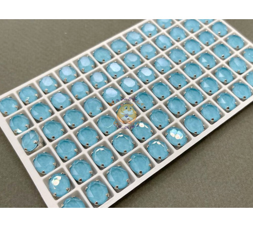 Стразы Овалы лаковые Aquamarine Moka 10×8 мм/ оправа никель