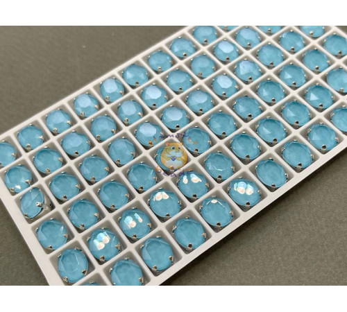 Стразы Овалы лаковые Aquamarine Moka 10×8 мм/ оправа никель