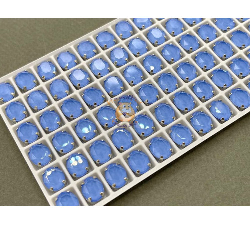 Стразы Овалы лаковые Light Sapphire Moka 10×8 мм/ оправа никель