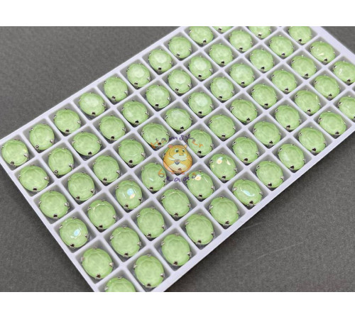 Стразы Овалы лаковые Chrysolite Moka 10×8 мм/ оправа никель
