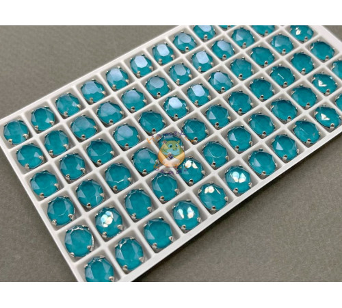 Стразы Овалы лаковые Blue Zircon Moka 10×8 мм/ оправа никель