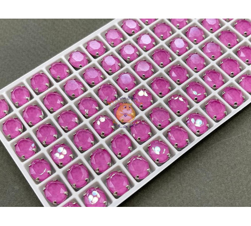 Стразы Овалы лаковые Pale Fuchsia Moka 10×8 мм/ оправа никель