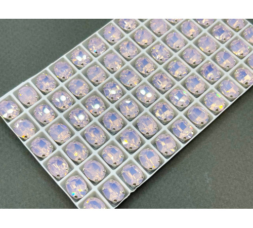 Стразы Овалы Rose Opal пришивные в оправе 10×8 мм/ оправа серебро