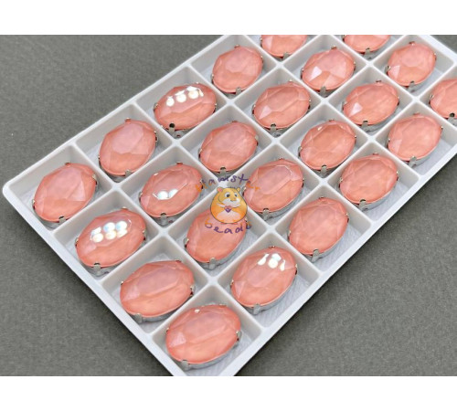 Стразы Овалы лаковые Light Peach Moka 13×18 мм/ оправа никель