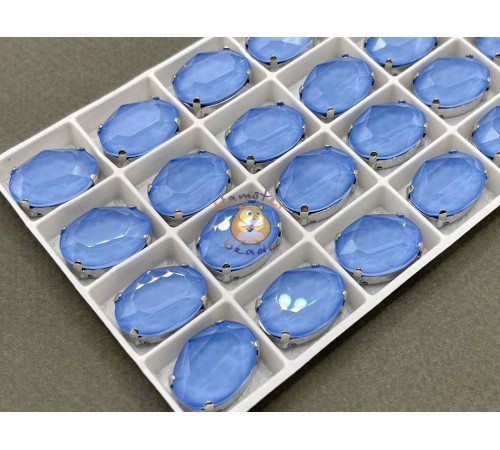 Стразы Овалы лаковые Light Sapphire Moka 13×18 мм/ оправа никель