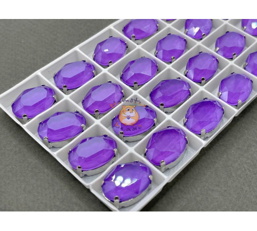 Стразы Овалы лаковые Violet Moka 13×18 мм/ оправа никель