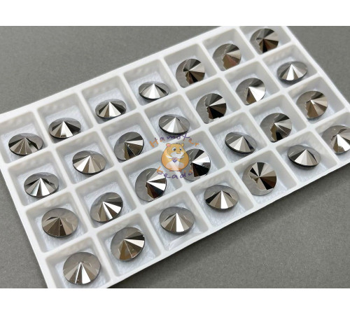 Риволи Jet Hematite 12 мм/ 1 шт (без оправы)