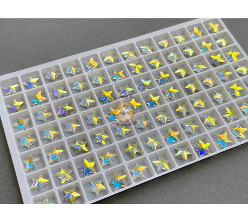 Стразы Звезды Crystal AB без оправы 8×8 мм