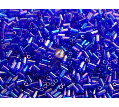 Стеклярус TOHO Bugles TB-01-87 - Transparent Rainbow Cobalt  3x1,6 mm / 5 г