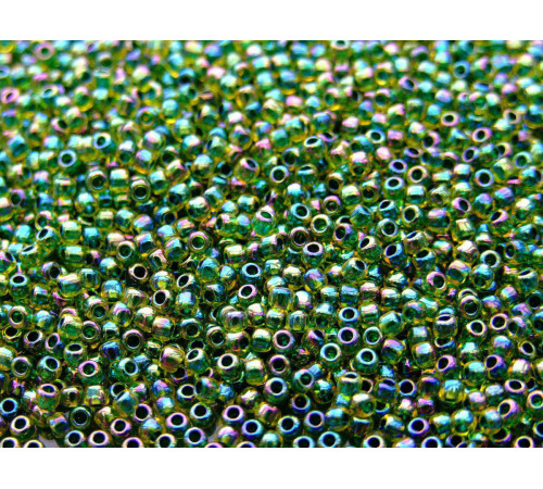 Бисер TOHO Round 11/0 TR-11-1829 - Inside-Color Rainbow Jonquil/Forest Green-Lined