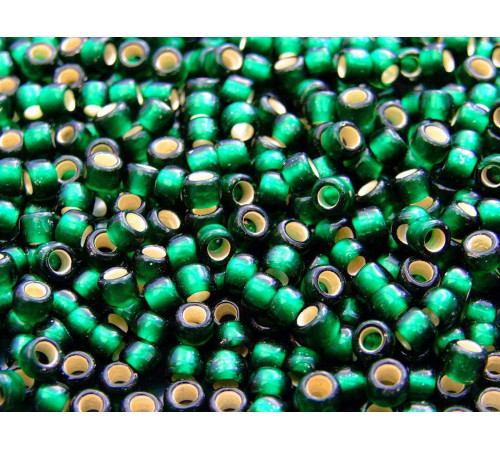 Бисер TOHO Round 11/0 TR-11-36F - Silver Lined Frosted Green Emerald / 5г