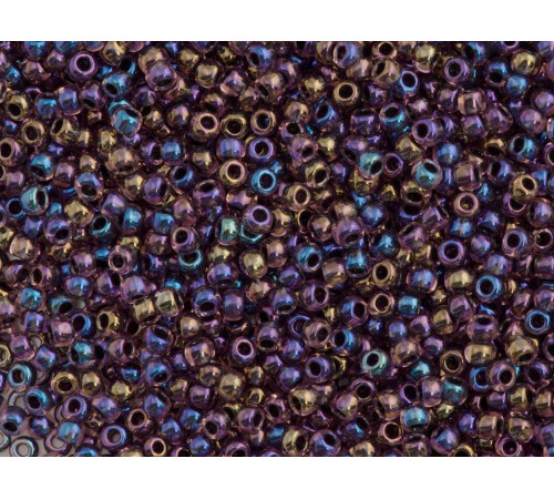 Бисер TOHO Round 15/0 TR-15-251 - Inside-Color Luster Lt Amethyst/Jet-Lined
