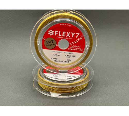 Ювелирный тросик Metal Gold 0.3 мм, 1 метр / FLEXY7 / Япония