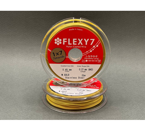 Ювелирный тросик Metal Gold 0.45 мм, 25 метров / FLEXY7 / Япония