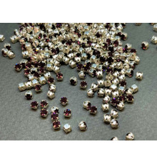 Шатоны Amethyst /оправа серебро, ss12 (3 мм), 10 шт 
