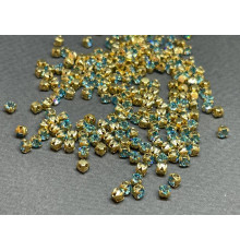 Шатоны Aqua Bohemica /оправа золото, ss12 (3 мм), 10 шт 
