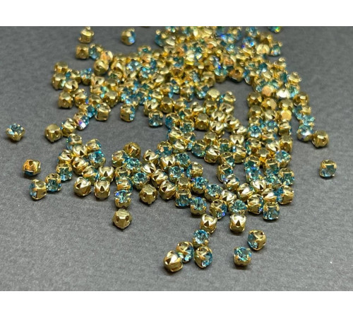 Шатоны Aqua Bohemica /оправа золото, ss12 (3 мм), 10 шт 