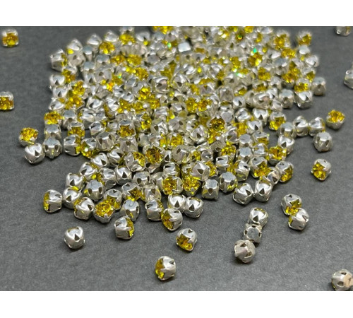Шатоны Citrine/оправа серебро, ss12 (3 мм), 10 шт 