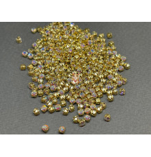 Шатоны Crystal AB/оправа золото, ss12 (3 мм), 10 шт 