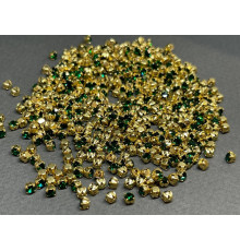 Шатоны Emerald /оправа золото, ss12 (3 мм), 10 шт 