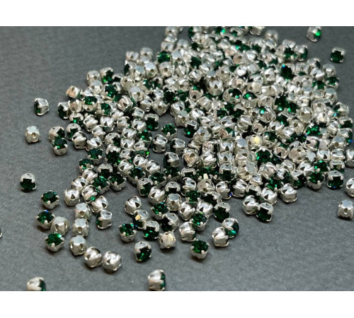 Шатоны Emerald /оправа серебро, ss12 (3 мм), 10 шт 