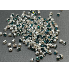 Шатоны Indicolite /оправа серебро, ss12 (3 мм), 10 шт 