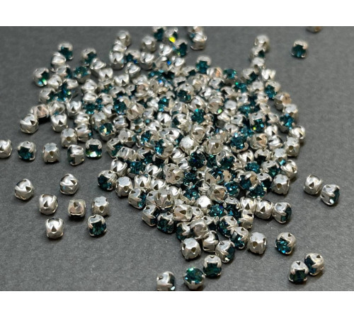 Шатоны Indicolite /оправа серебро, ss12 (3 мм), 10 шт 