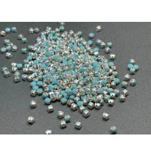 Шатоны Turquoise /оправа серебро, ss12 (3 мм), 10 шт 