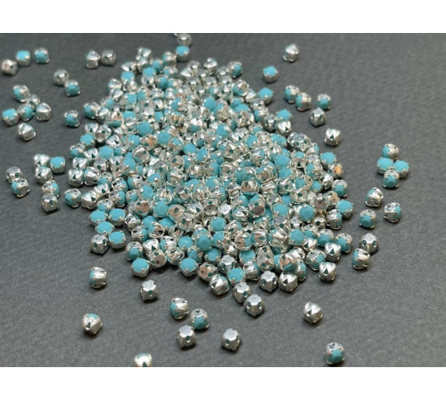 Шатоны Turquoise /оправа серебро, ss12 (3 мм), 10 шт 
