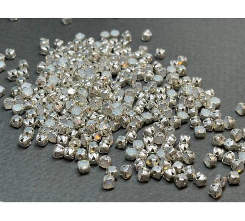 Шатоны White Opal /оправа серебро, ss12 (3 мм), 10 шт 
