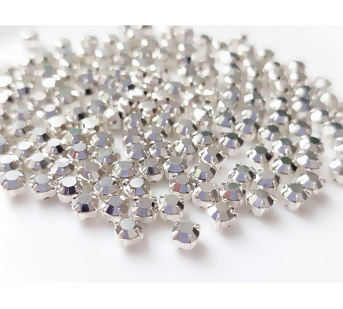 Шатоны Crystal Labrador /оправа серебро, ss12 (3 мм), 10 шт 