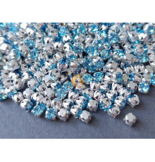 Шатоны Aquamarine /оправа серебро, ss12 (3 мм), 10 шт 