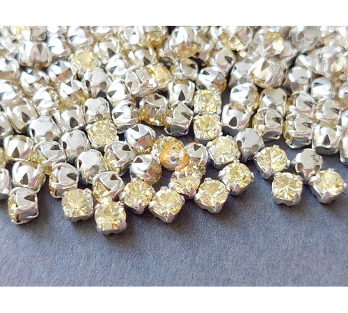 Шатоны Crystal Blond Flare /оправа серебро, ss12 (3 мм), 10 шт 