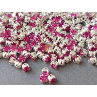 Шатоны Fuchsia /оправа серебро, ss12 (3 мм), 10 шт 