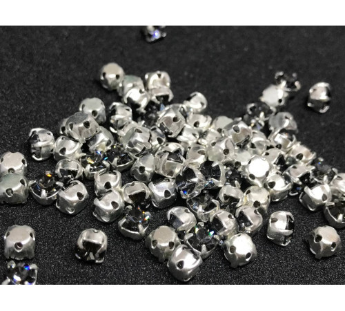 Шатоны Crystal NightFall /оправа серебро, ss16 (4 мм), 10 шт 
