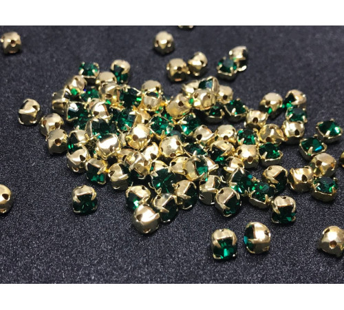 Шатоны Emerald /оправа золото, ss16 (4 мм), 10 шт 