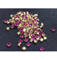 Шатоны Fuchsia /оправа золото, ss16 (4 мм), 10 шт 