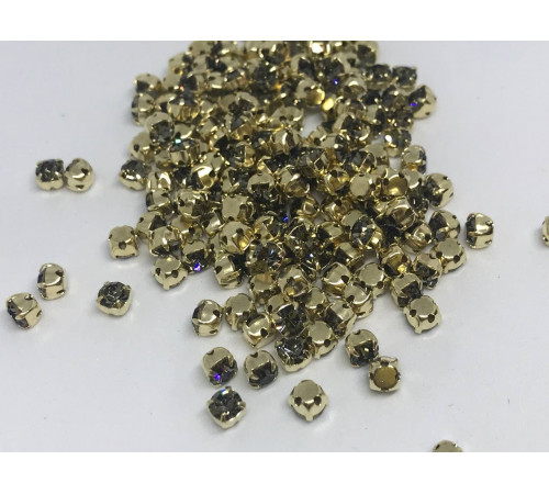 Шатоны Black Diamond /оправа золото, ss16 (4 мм), 10 шт 