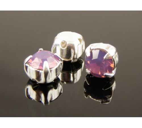 Шатоны Amethyst Opal /оправа серебро, ss16 (4 мм), 10 шт 