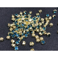 Шатоны Indicolite /оправа золото, ss16 (4 мм), 10 шт 