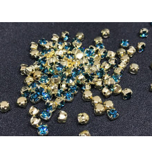 Шатоны Indicolite /оправа золото, ss16 (4 мм), 10 шт 