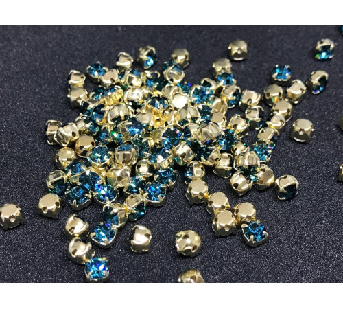 Шатоны Indicolite /оправа золото, ss16 (4 мм), 10 шт 