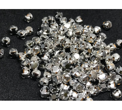 Шатоны Jet Hematite /оправа серебро, ss16 (4 мм), 10 шт 