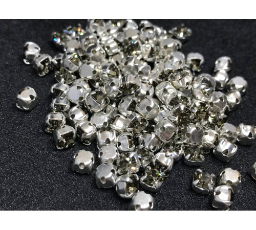 Шатоны Black Diamond /оправа серебро, ss16 (4 мм), 10 шт 